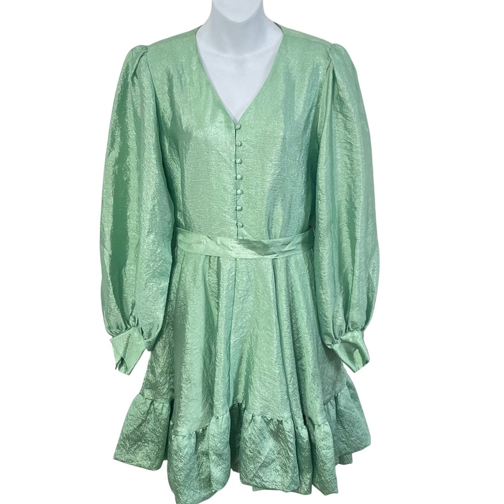 Stine Goya Farrow Satin Mini Dress Jade Green Women's Size Medium - Picture 2 of 7